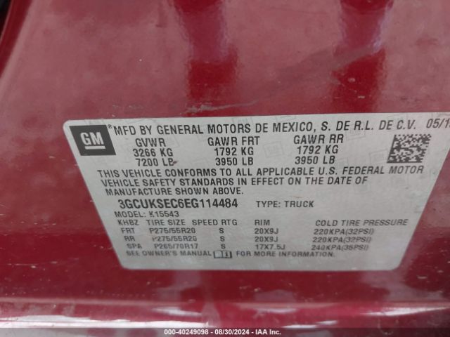 3GCUKSEC6EG114484 Chevrolet Silverado 1500 1lz