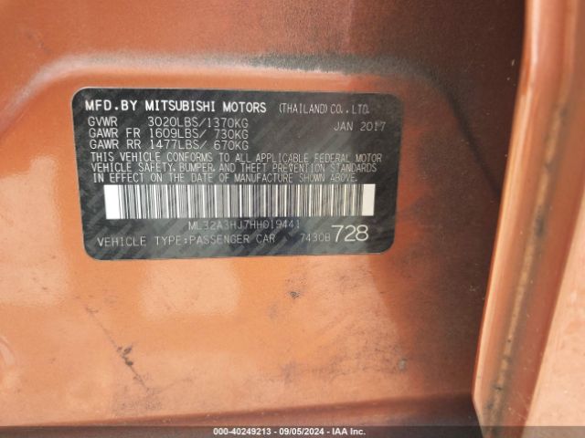 ML32A3HJ7HH019441 Mitsubishi MIRAGE ES