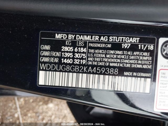 WDDUG8GB2KA459388 Mercedes-Benz S 560 4matic