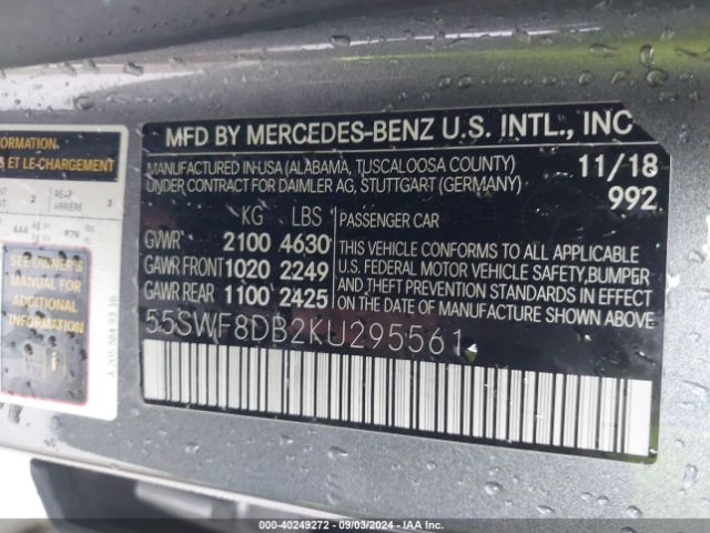 55SWF8DB2KU295561 Mercedes-Benz C 300