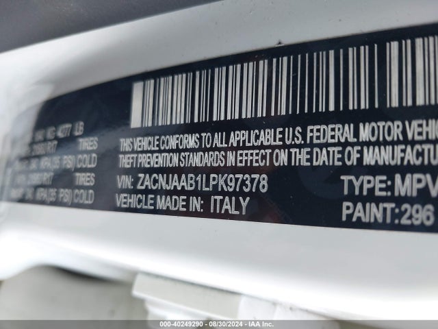 ZACNJAAB1LPK97378 Jeep Renegade Sport Fwd