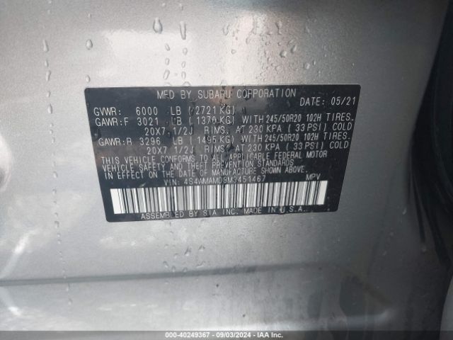 4S4WMAMD8M3451467 Subaru Ascent Limited