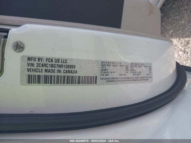 2C4RC1BG7NR138999 Chrysler Pacifica Touring L