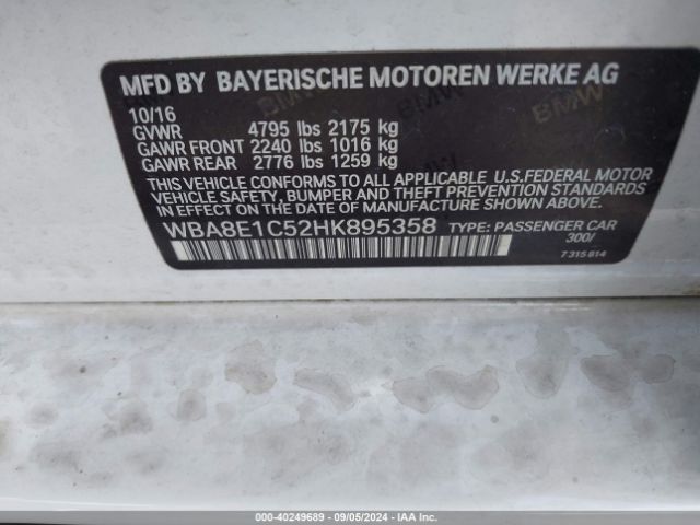 WBA8E1C52HK895358 BMW 330e Iperformance