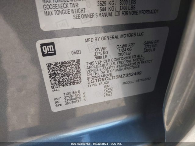 2021 GMC SIERRA 1500 1GTR9CED5MZ352499 Photo 8