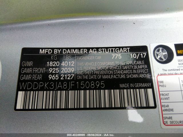 WDDPK3JA8JF150895 Mercedes-Benz Slc 300
