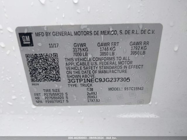 3GTP1NEC9JG237305 GMC Sierra 1500 Slt