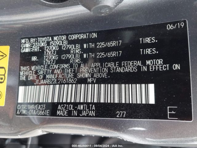 JTJAARBZ2L2161862 Lexus NX 300