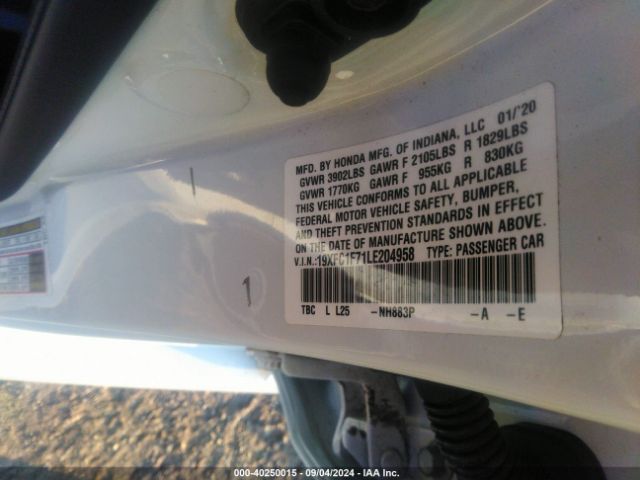 2020 HONDA CIVIC 19XFC1F71LE204958 Photo 8