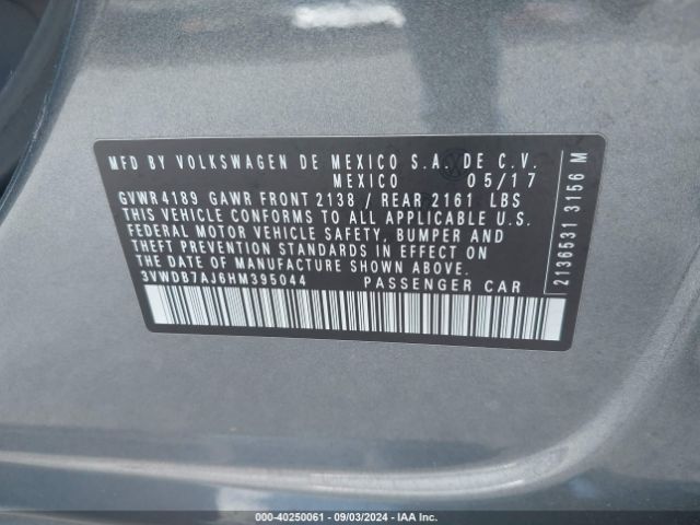 3VWDB7AJ6HM395044 Volkswagen Jetta 1.4t Se