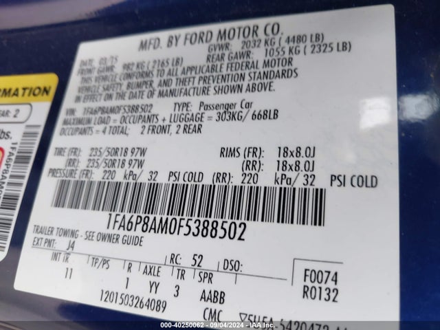 Ford Mustang V6 2015 1FA6P8AM0F5388502 Image 9
