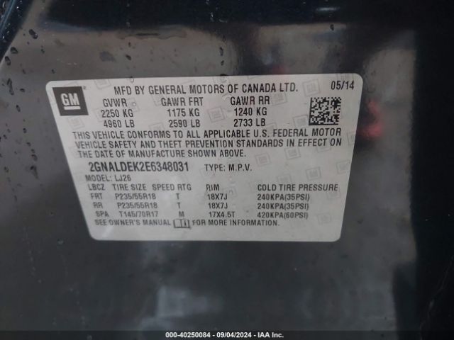 2GNALDEK2E6348031 Chevrolet Equinox Ltz