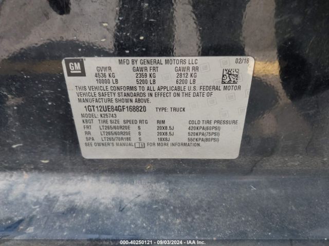 2016 GMC SIERRA 2500HD 1GT12UE84GF168820 Photo 8