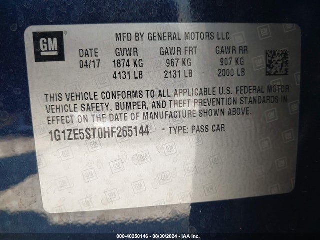 Chevrolet MALIBU 1LT 2017 1G1ZE5ST0HF265144 Image 9