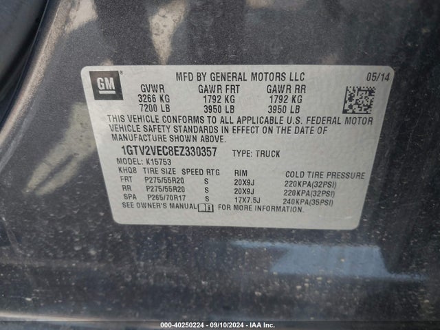 1GTV2VEC8EZ330357 GMC Sierra 1500 Slt