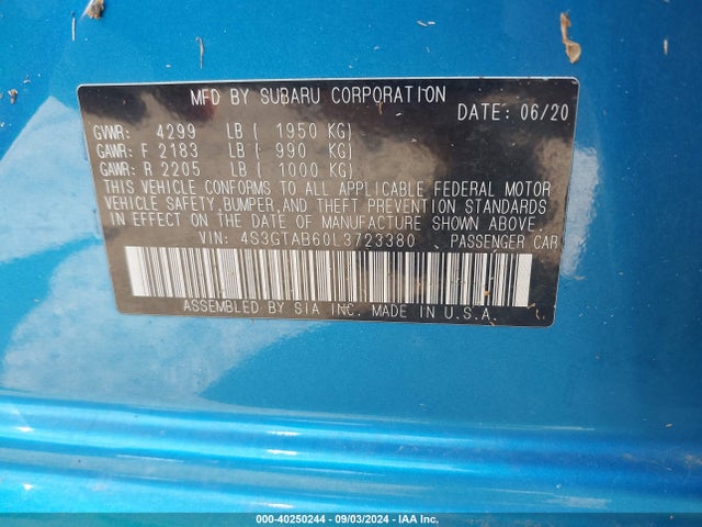 4S3GTAB60L3723380 Subaru Impreza 5-door