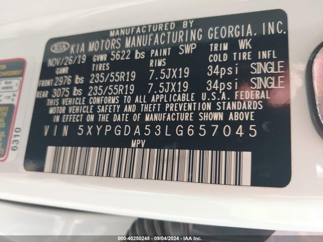KIA Sorento 3.3l S 2020 5XYPGDA53LG657045 Image 9