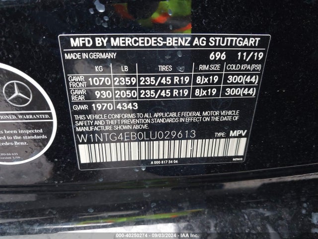 W1NTG4EB0LU029613 Mercedes-Benz GLA 250