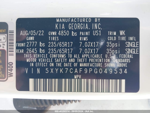 5XYK7CAF9PG049534 KIA Sportage X-pro