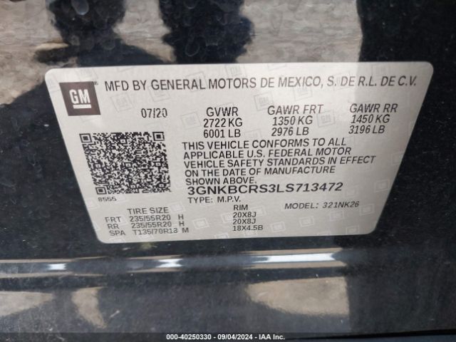 3GNKBCRS3LS713472 Chevrolet Blazer Fwd 2lt