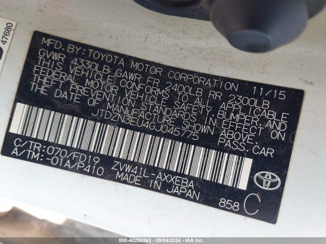 Toyota Prius V Two 2016 JTDZN3EU4GJ045775 Image 9