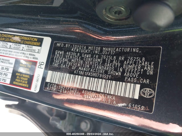 Toyota CAMRY LE 2017 4T1BF1FK5HU791521 Image 9