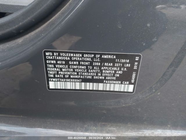 1VWDT7A31HC033347 Volkswagen Passat 1.8t R-line