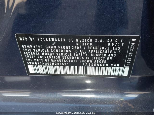 3VWG17AU0JM285591 Volkswagen Golf Tsi S/tsi Se