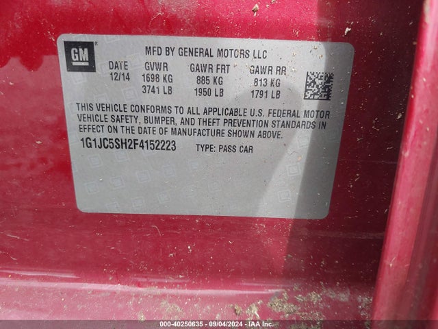 Chevrolet Sonic Lt Auto 2015 1G1JC5SH2F4152223 Image 9