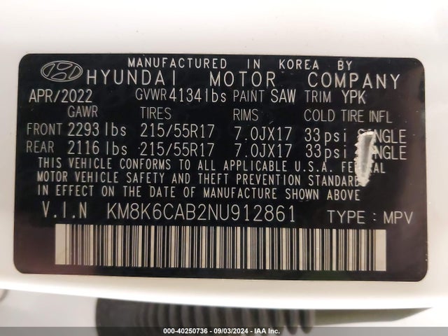 Hyundai Kona Sel 2022 KM8K6CAB2NU912861 Image 9