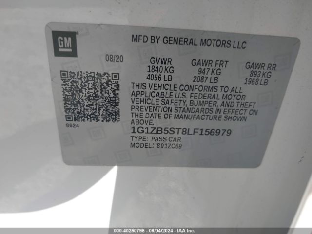 1G1ZB5ST8LF156979 Chevrolet Malibu Fwd Ls