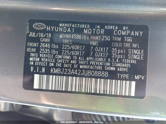 Hyundai TUCSON SE 2018 KM8J23A42JU808888 Image 9