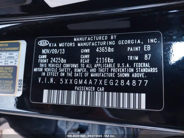 KIA Optima Lx 2014 5XXGM4A7XEG284877 Image 9