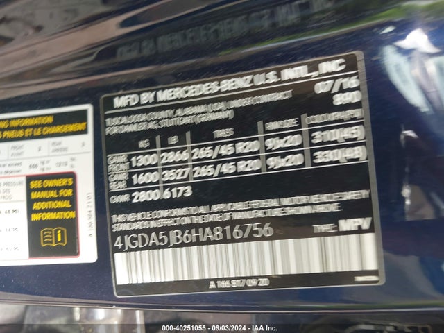4JGDA5JB6HA816756 Mercedes-Benz GLE 350