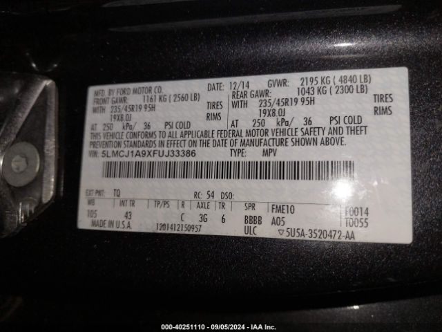 5LMCJ1A9XFUJ33386 Lincoln MKC