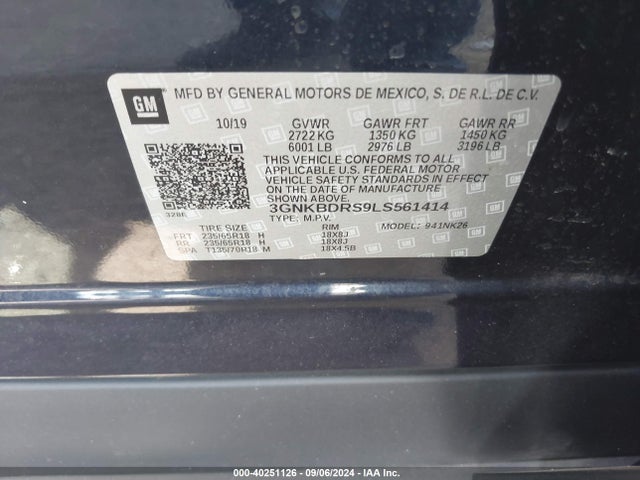 Chevrolet Blazer Fwd 3lt 2020 3GNKBDRS9LS561414 Image 9