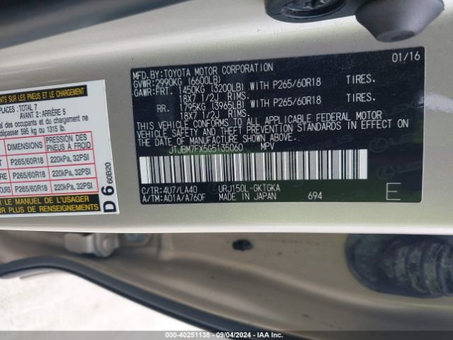JTJBM7FX5G5135060 Lexus 460