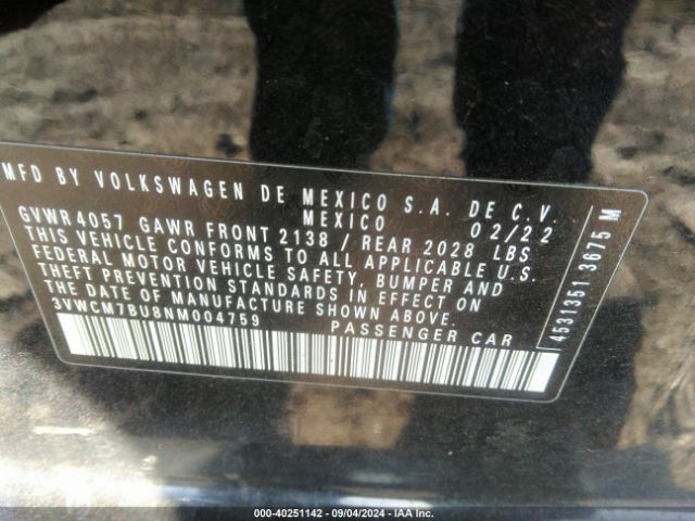 3VWCM7BU8NM004759 Volkswagen Jetta 1.5t S