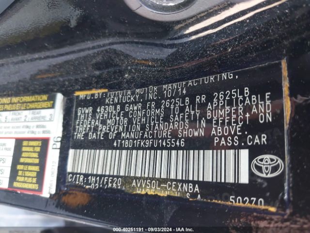 4T1BD1FK9FU145546 Toyota Camry Hybrid Le