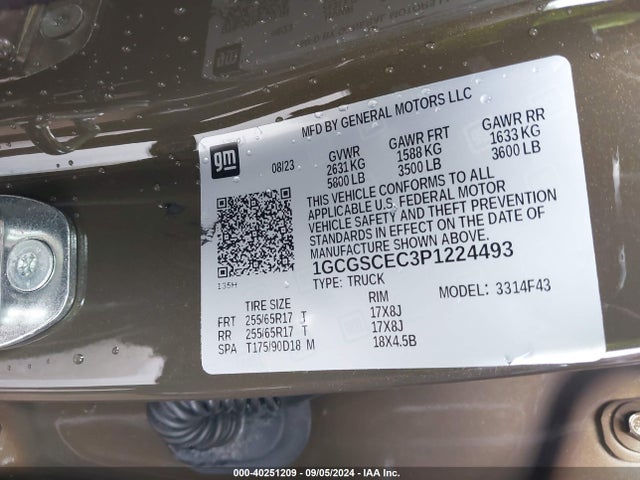 1GCGSCEC3P1224493 Chevrolet Colorado 2wd  Short Box Lt