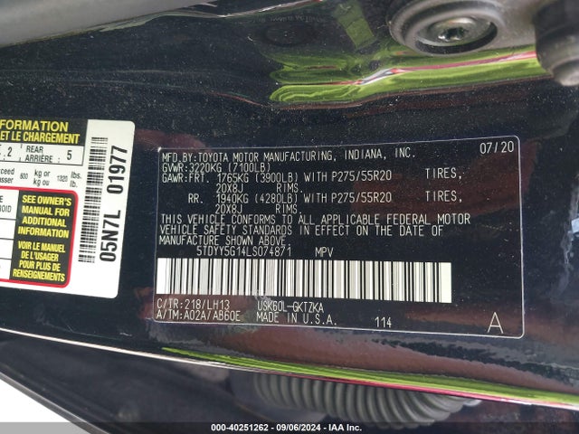 Toyota Sequoia Platinum 2020 5TDYY5G14LS074871 Image 9