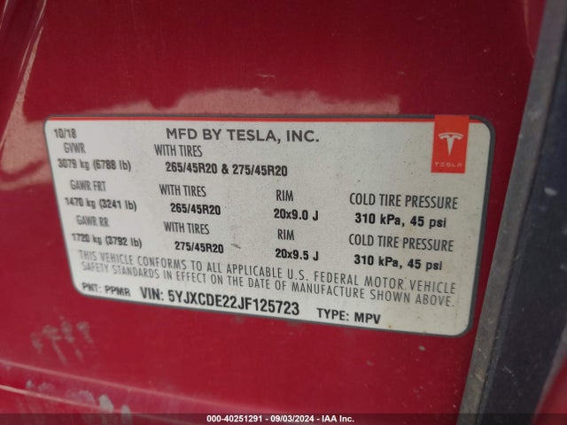 2018 TESLA MODEL X 5YJXCDE22JF125723 Photo 8