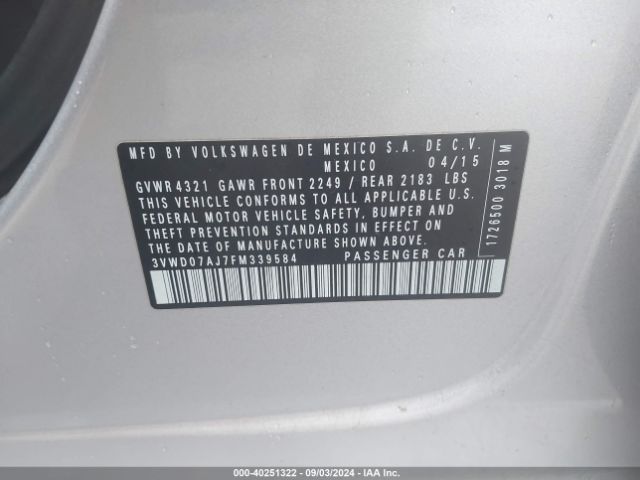 3VWD07AJ7FM339584 Volkswagen Jetta 1.8t Se