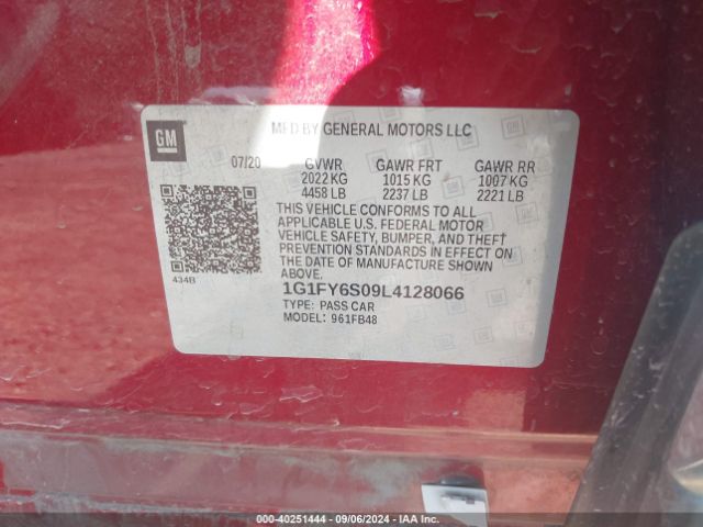 1G1FY6S09L4128066 Chevrolet Bolt Ev Fwd Lt
