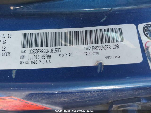 Dodge AVENGER SE 2014 1C3CDZAG9EN181535 Image 9