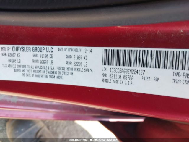 1C3CDZAG3EN224167 Dodge AVENGER SE