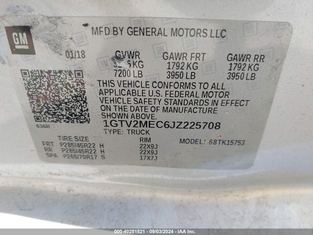 GMC Sierra 1500 Sle 2018 1GTV2MEC6JZ225708 Image 9