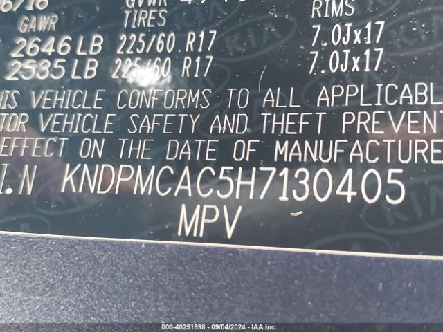 KNDPMCAC5H7130405 KIA Sportage Lx