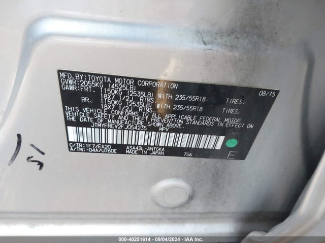 Toyota Rav4 Limited 2015 JTMYFREV2FJ054235 Image 9