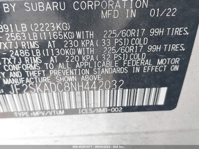 JF2SKADC8NH442032 Subaru Forester Premium